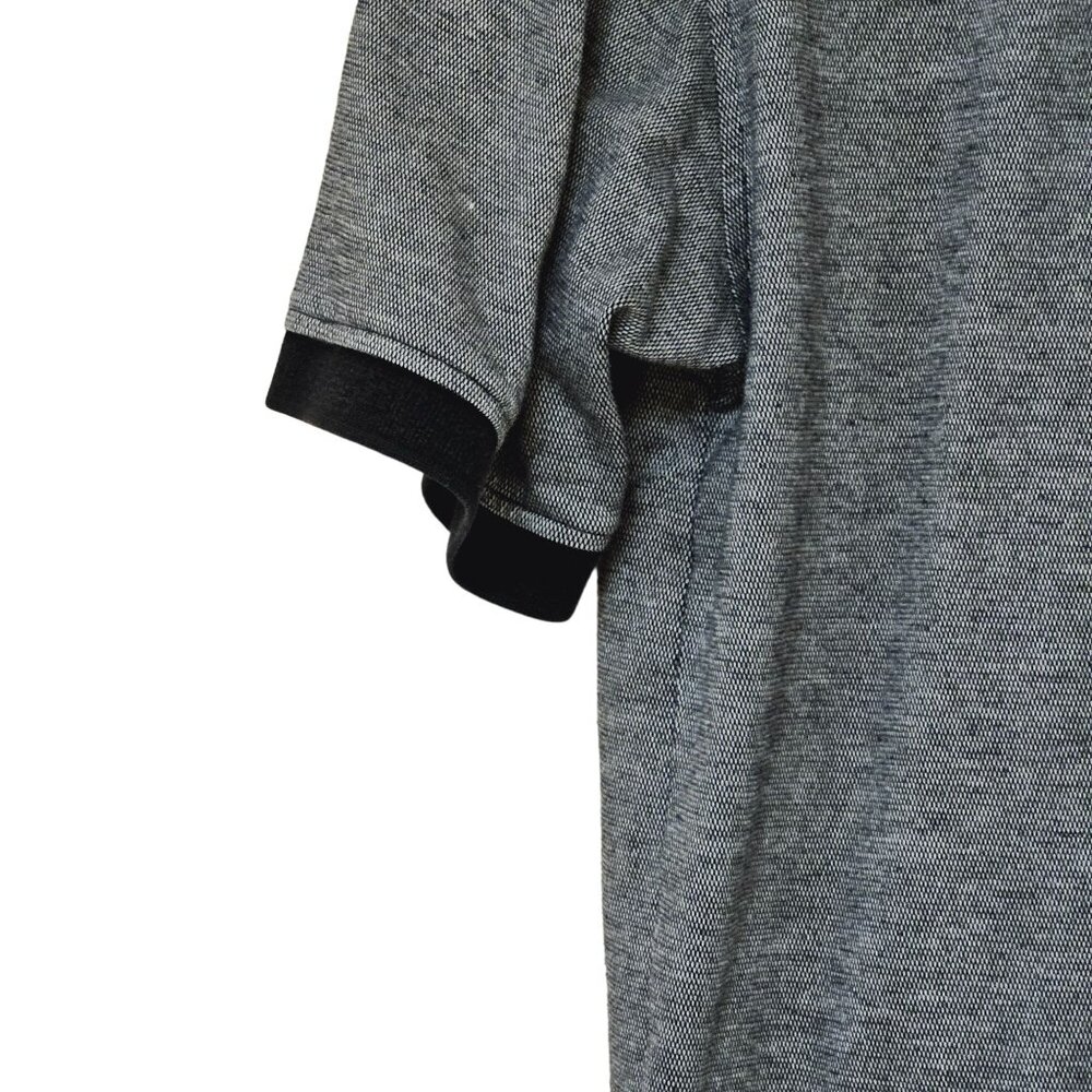 Overton Shirtmakers Mens Polo Shirt M Gray Black Cotton Short Sleeve - Picture 6 of 9